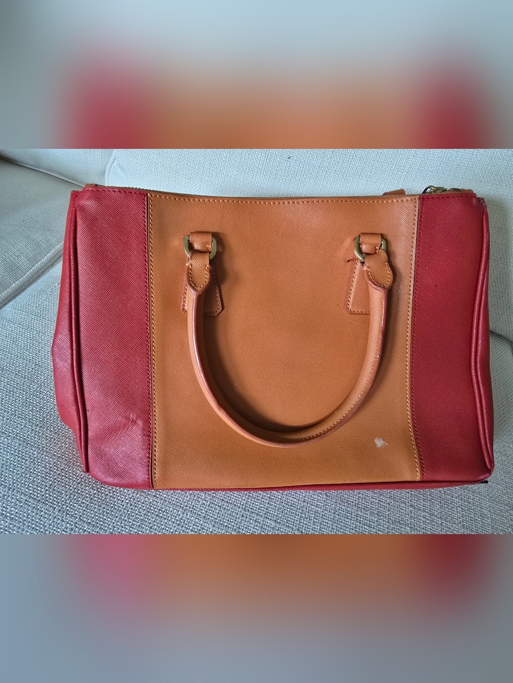Prada bicolor saffiano leather tote bag w crossbody strap - Picture 10 of 16